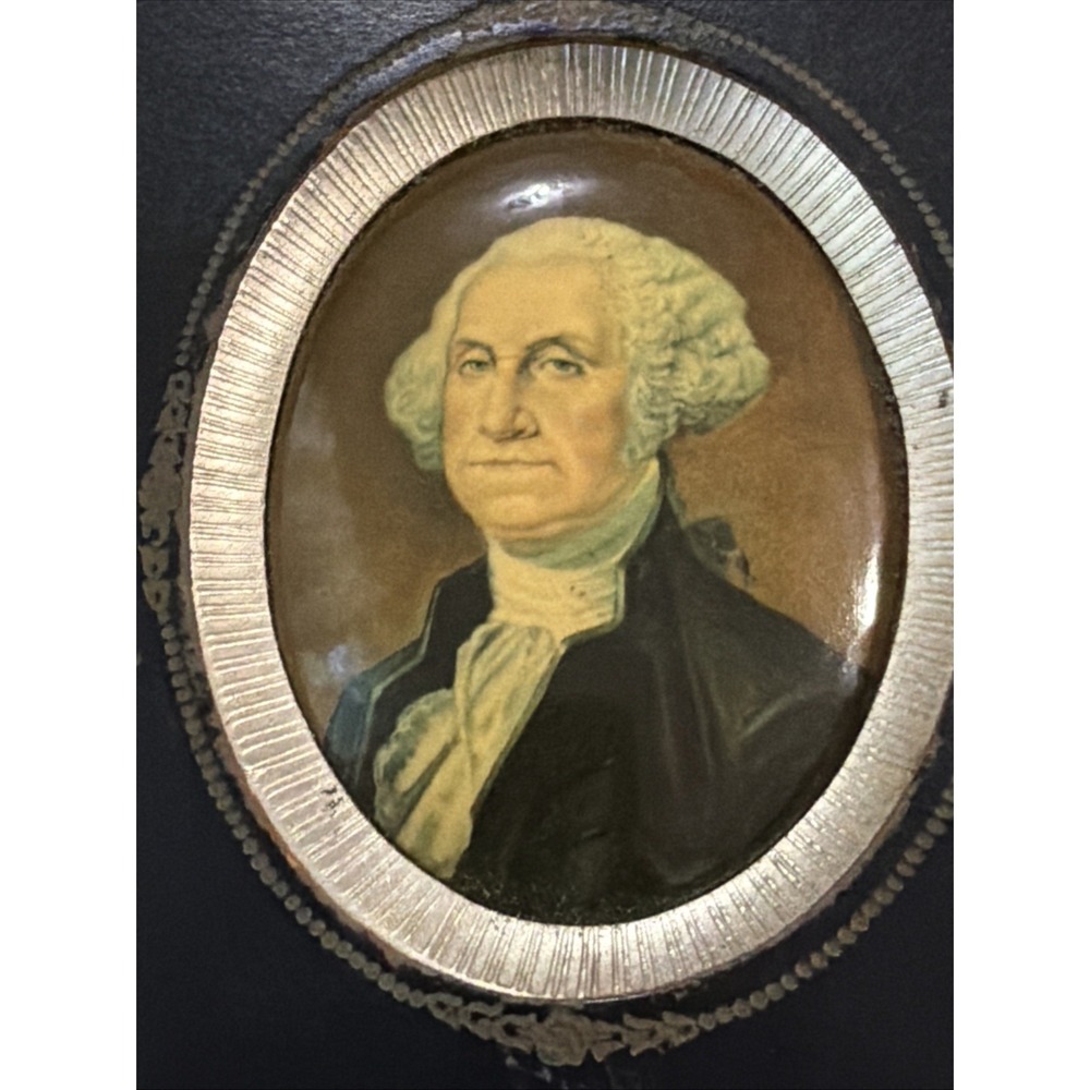 Vintage George and Martha Washington Portrait Bubble Glass Convex Colonial Art - Picture 4 of 7